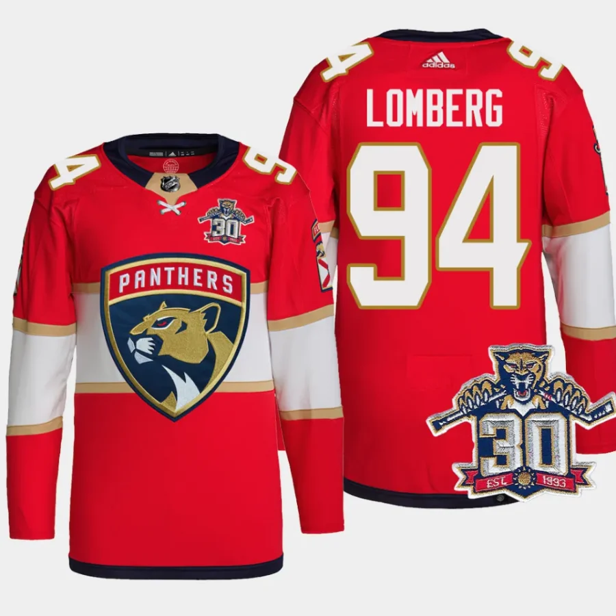 men panthers ryan lomberg authentic home 30th anniversary primegreen red jersey