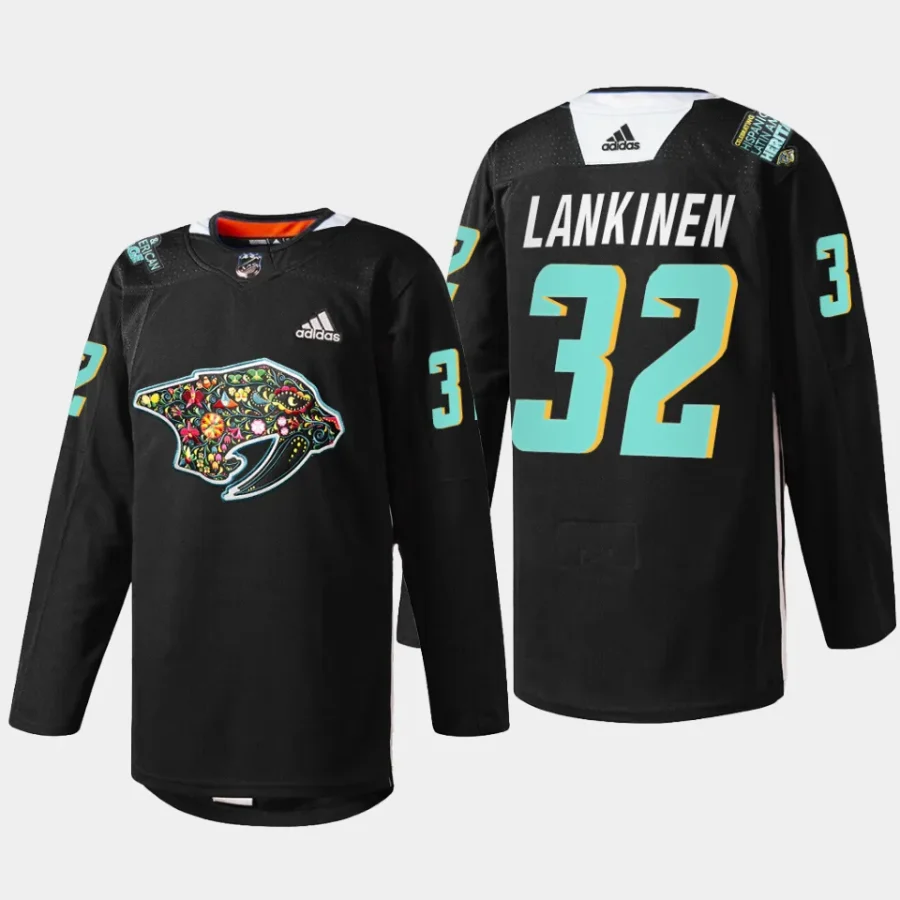 men predators kevin lankinen 2023 hispanic heritage night black jersey