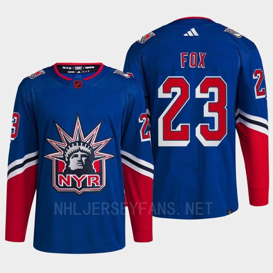 men rangers adam fox 2022 authentic primegreen reverse retro 2.0 blue jersey