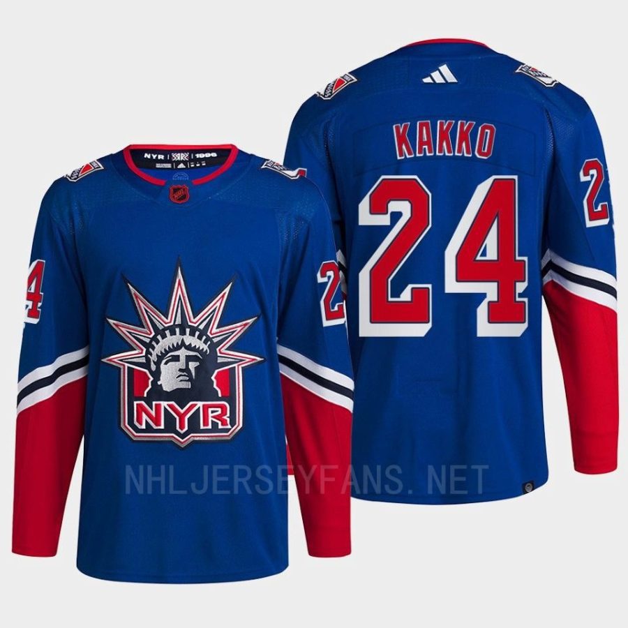 men rangers kaapo kakko 2022 authentic primegreen reverse retro 2.0 blue jersey