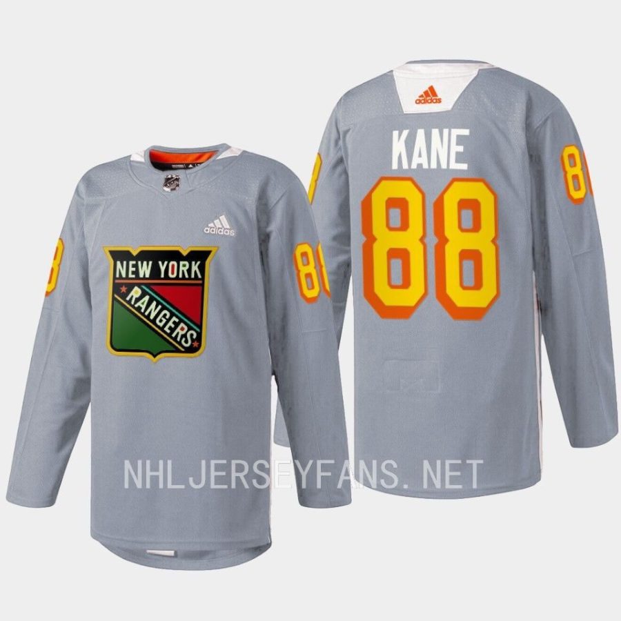 men rangers patrick kane 2023 warmup black history month gray jersey