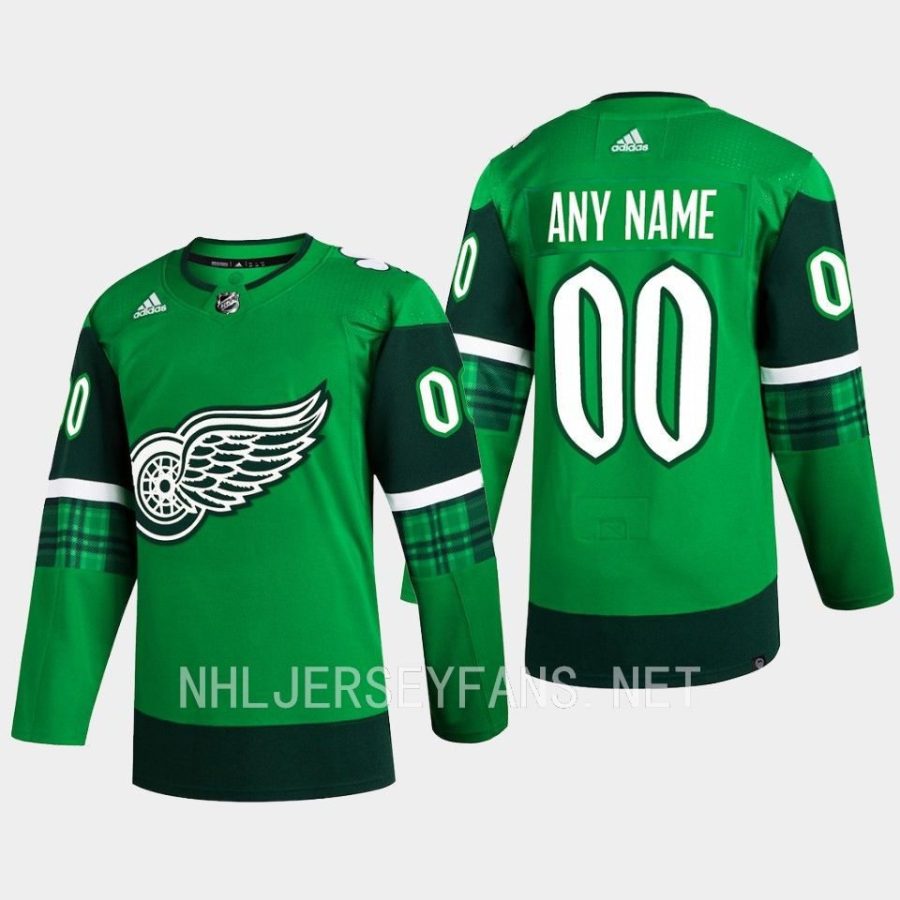 men red wings custom 2023 st. patricks day primegreen authentic jersey green