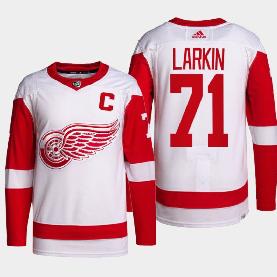 men red wings dylan larkin 2022 primegreen authentic pro away white jersey