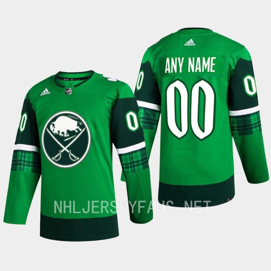 men sabres custom 2023 st. patricks day primegreen authentic jersey green