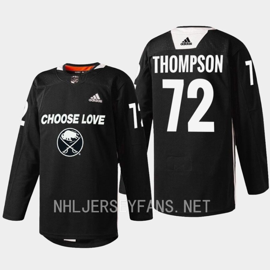 men sabres tage thompson 2023 warm up choose love night black jersey