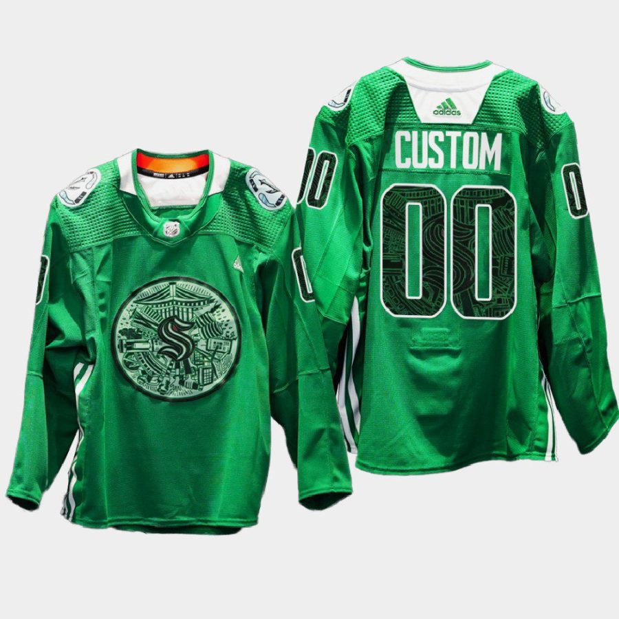 men seattle kraken custom warm up green night green jersey