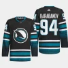 men sharks alexander barabanov 2023 24 authentic pro cali fin 3rd alternate black jersey