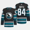 men sharks jan rutta 2023 24 authentic pro cali fin 3rd alternate black jersey