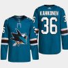 men sharks kaapo kahkonen 2022 home primegreen authentic teal jersey