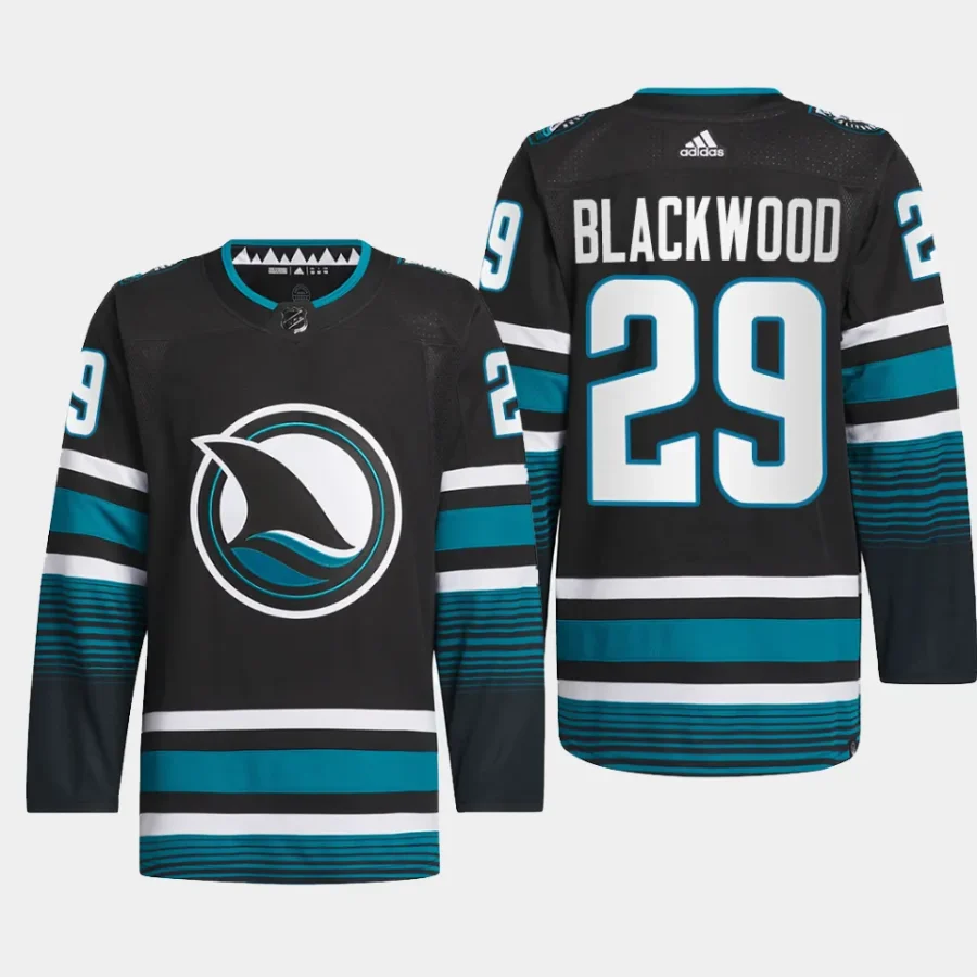 men sharks mackenzie blackwood 2023 24 authentic pro cali fin 3rd alternate black jersey