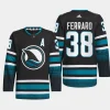 men sharks mario ferraro 2023 24 authentic pro cali fin 3rd alternate black jersey