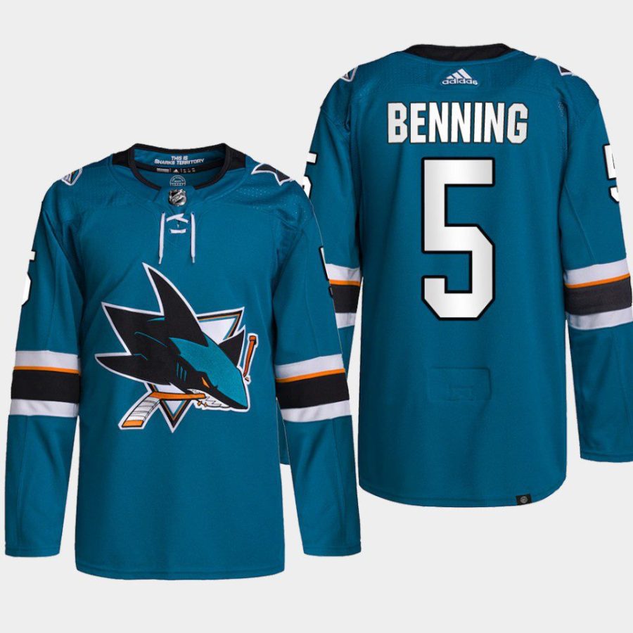 men sharks matt benning 2022 home primegreen authentic teal jersey