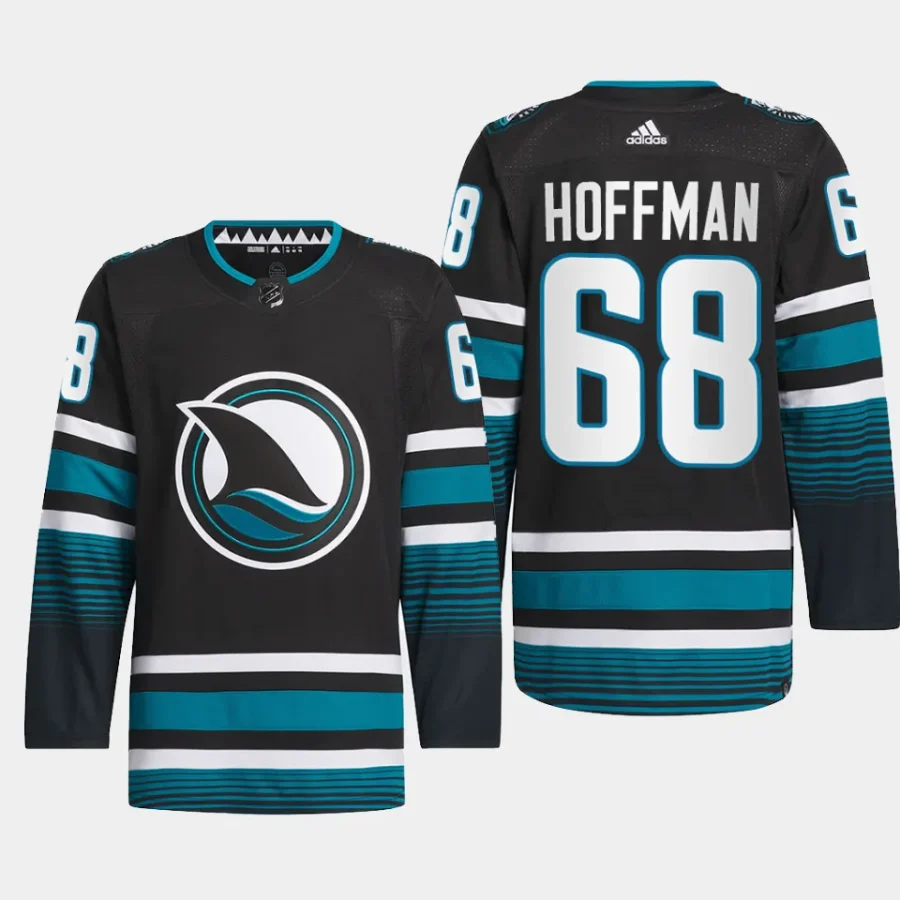 men sharks mike hoffman 2023 24 authentic pro cali fin 3rd alternate black jersey