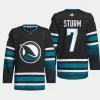 men sharks nico sturm 2023 24 authentic pro cali fin 3rd alternate black jersey