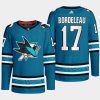 men sharks thomas bordeleau 2022 23 primegreen authentic home teal jersey