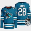 men sharks timo meier authentic pro wilson 24 patch teal jersey