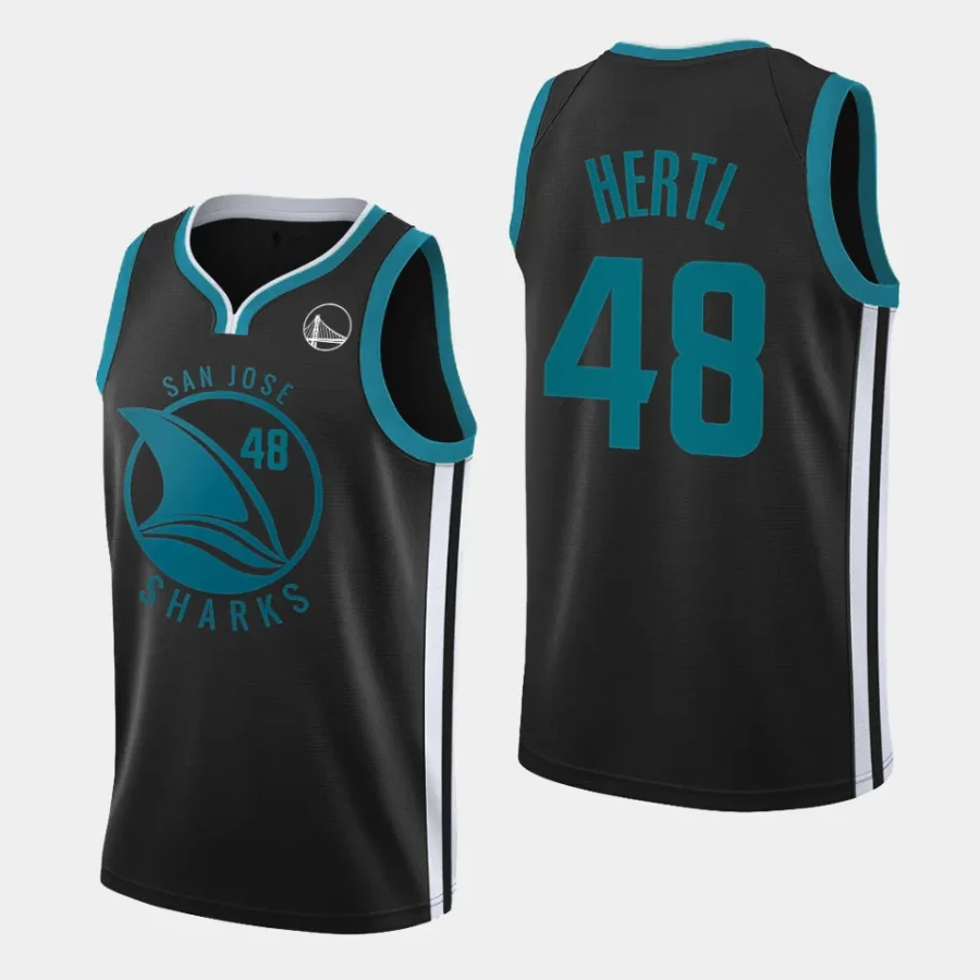 men sharks tomas hertl basketball warriors mashup 2023 black jersey