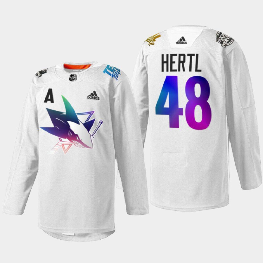 men sharks tomas hertl hockeyisforeveryone pride night 2022 white jersey