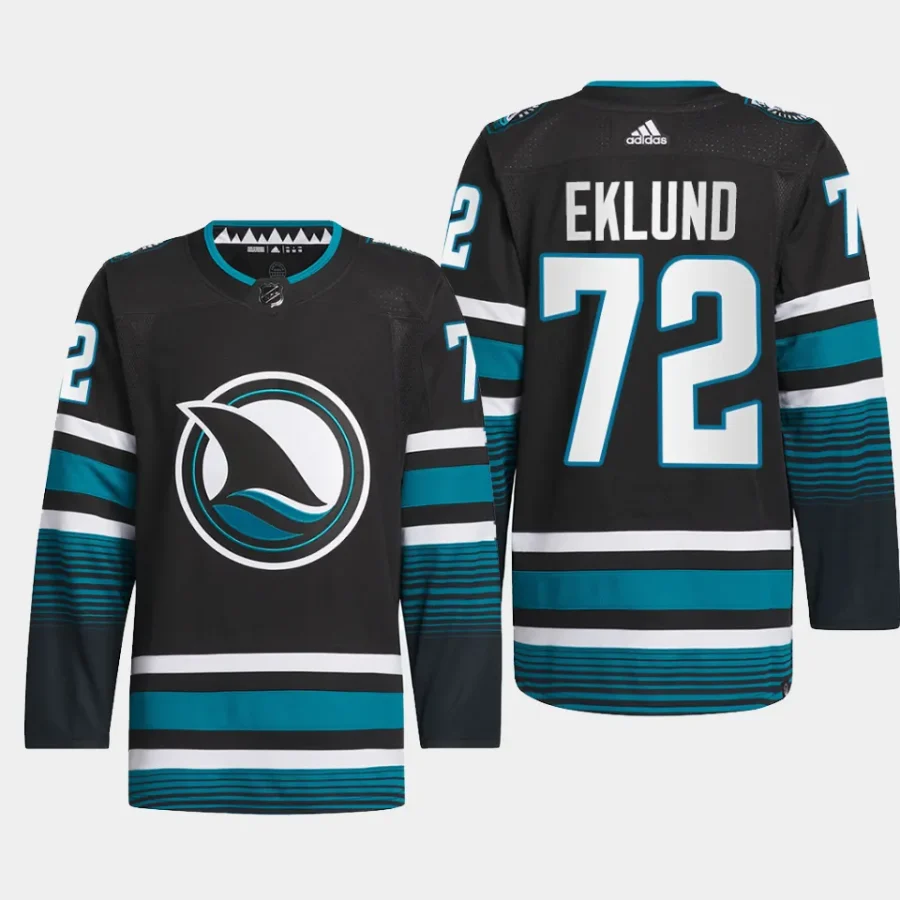 men sharks william eklund 2023 24 authentic pro cali fin 3rd alternate black jersey