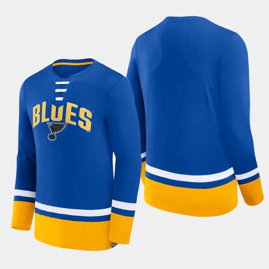 men st. louis blues back pass blue lace up long sleeve t shirt