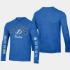 men tampa bay lightning multi logo heather blue tri blend long sleeve t shirt