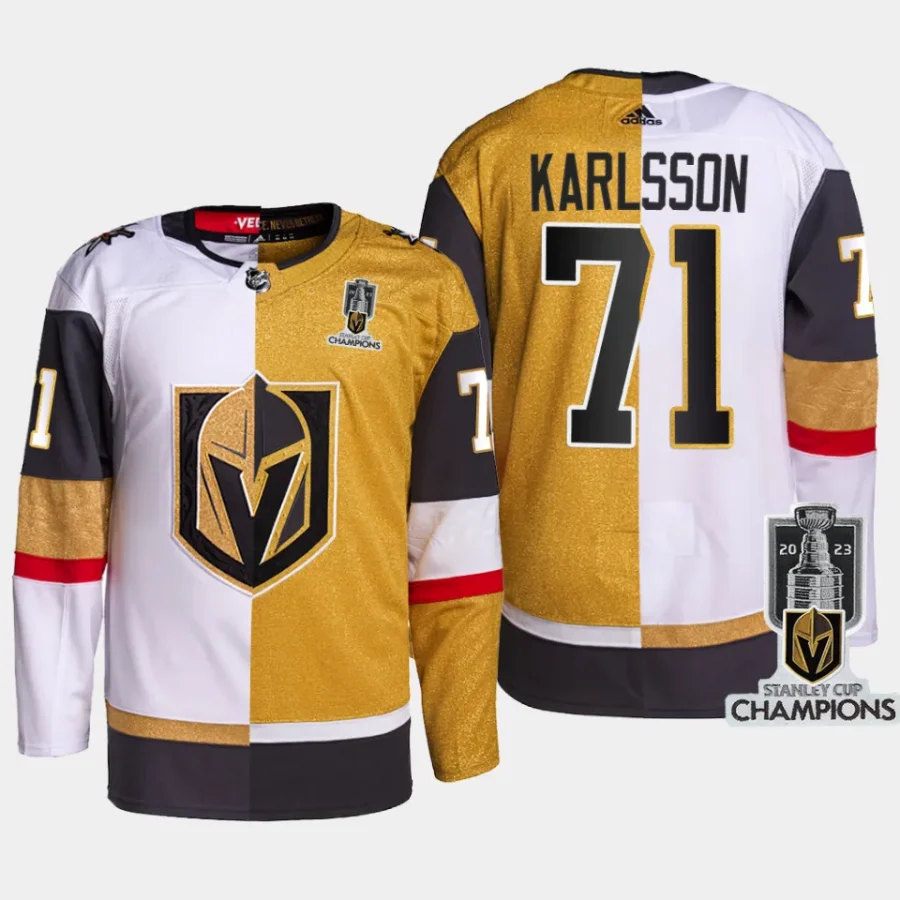 men vgk william karlsson split 2023 stanley cup champions authentic white gold jersey