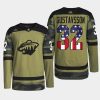 men wild filip gustavsson 2022 warm up military appreciation camo jersey