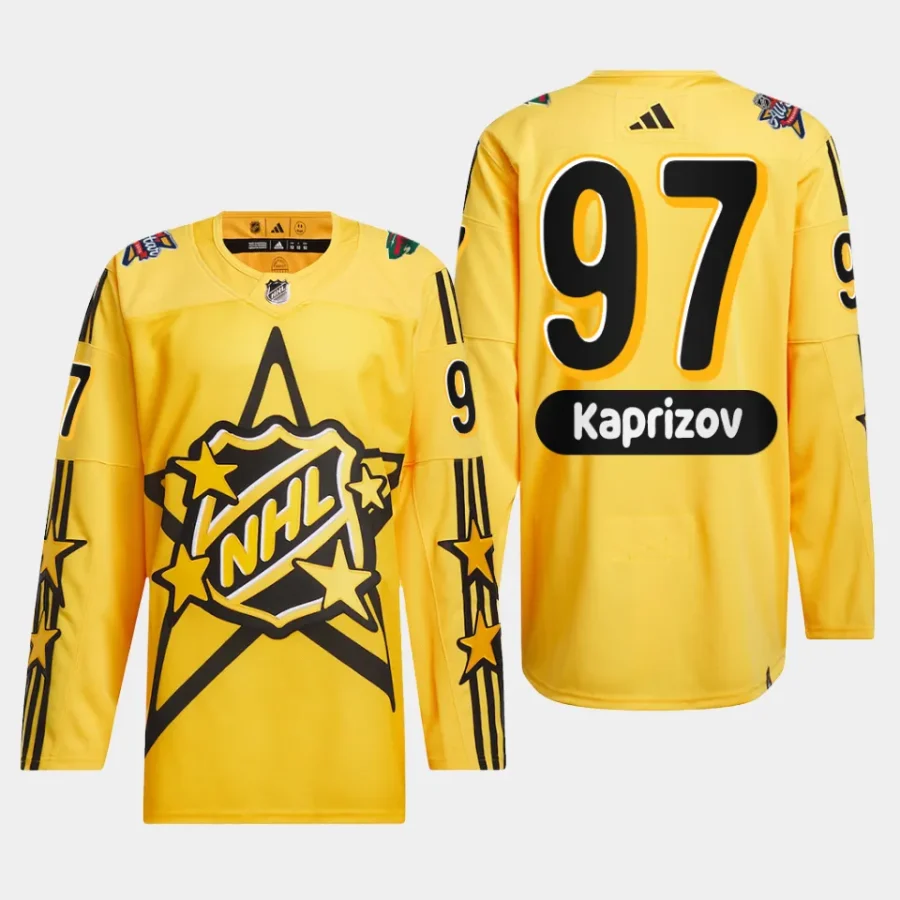 men wild kirill kaprizov drew house 2024 nhl all star game primegreen authentic yellow jersey