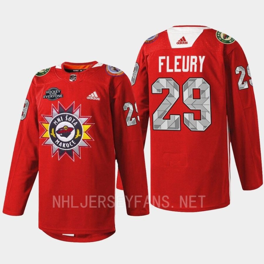 men wild marc andre fleury 2022 warmup native american heritage red jersey