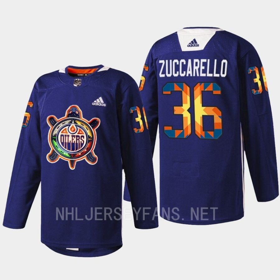 men wild mats zuccarello warmup indigenous celebration night 2022 navy jersey