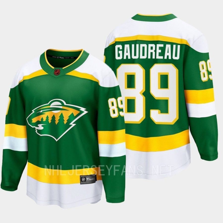 minnesota wild frederick gaudreau special edition 2.0 2022 breakaway retro jersey green