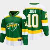 minnesota wild tyson jost special edition 2.0 2022 breakaway retro jersey green