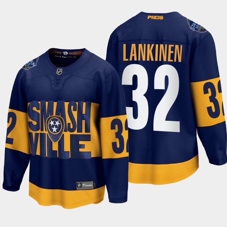 nashville predators kevin lankinen 2022 stadium series breakaway player jersey navy