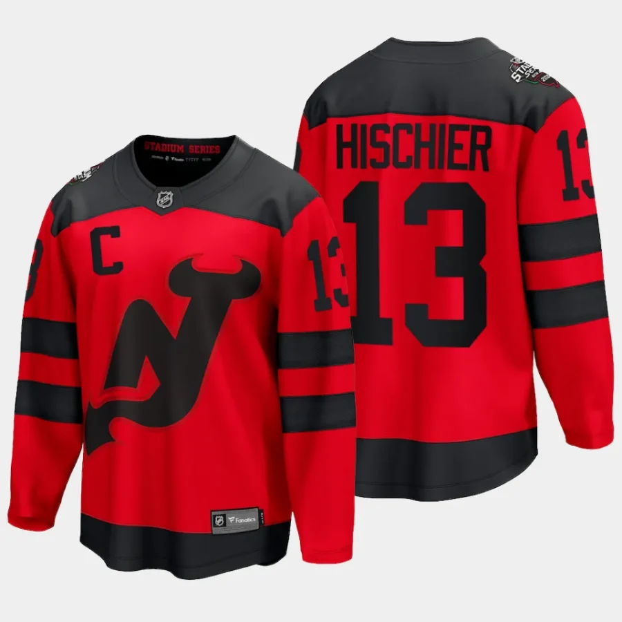 new jersey devils nico hischier 2024 nhl stadium series breakaway player jersey red