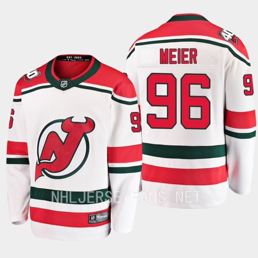 new jersey devils timo meier 40th anniversary breakaway player jersey white