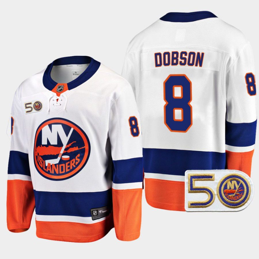 new york islanders noah dobson 50th anniversary 2022 23 away jersey white