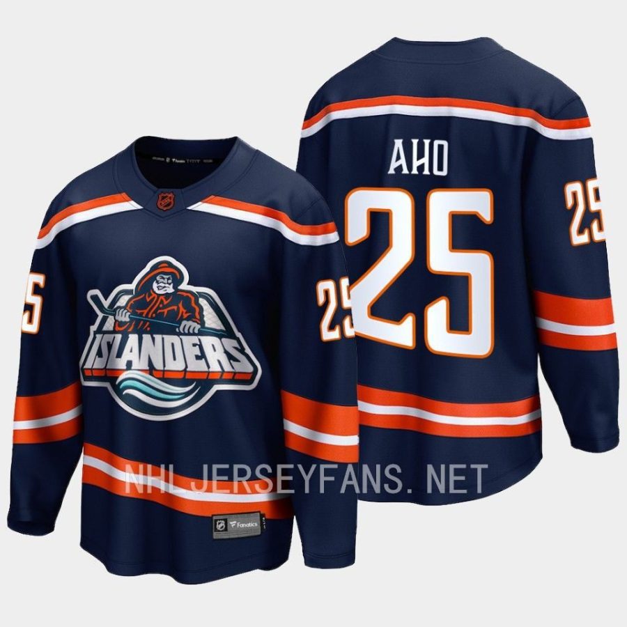 new york islanders sebastian aho special edition 2.0 2022 breakaway player retro jersey navy