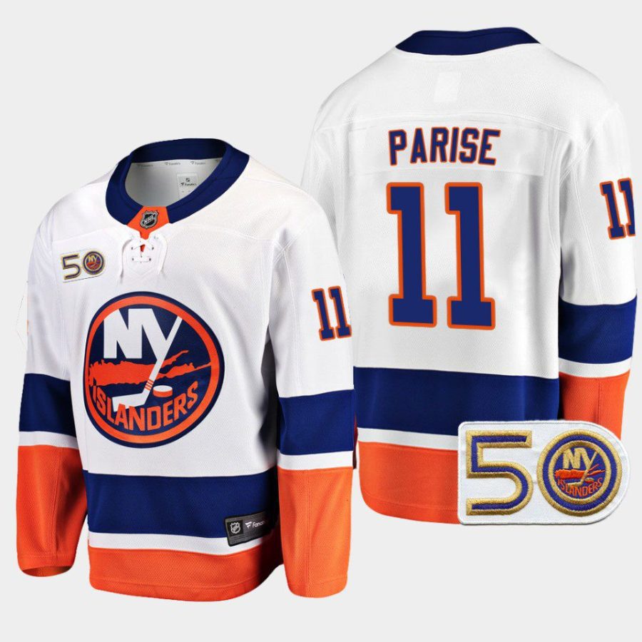 new york islanders zach parise 50th anniversary 2022 23 away jersey white