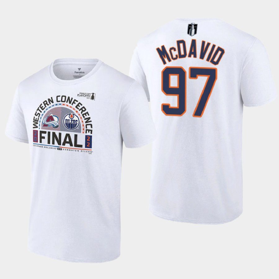 oilers connor mcdavid white 2022 stanley cup playoffs western finals matchup tee