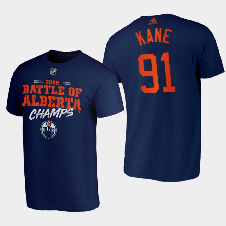 oilers evander kane navy 2022 battle of alberta champs tee