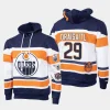 oilers leon draisaitl navy white mitchell ness pullover name number hoodie