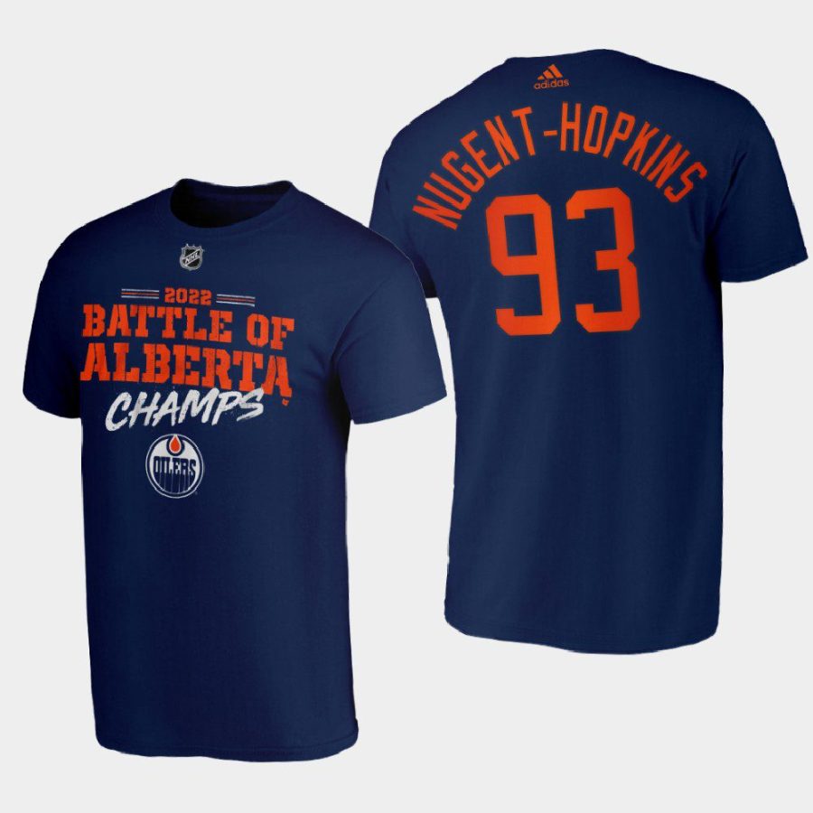 oilers ryan nugent hopkins navy 2022 battle of alberta champs tee