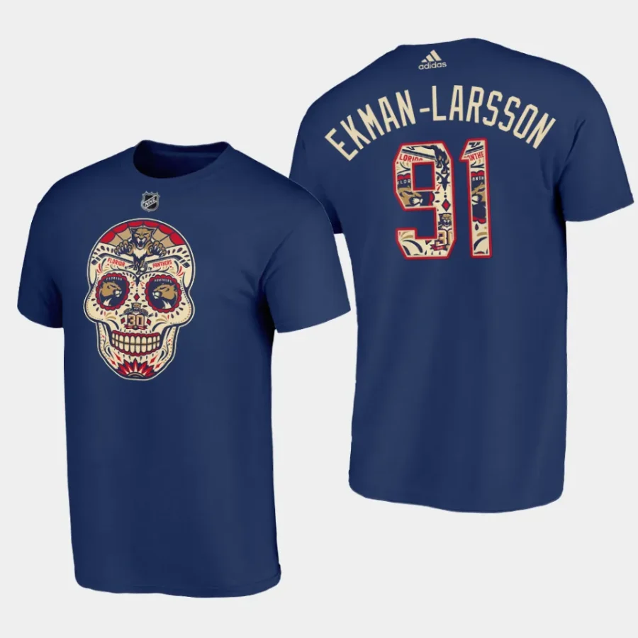 panthers oliver ekman larsson navy halloween gift sugar skull t shirt