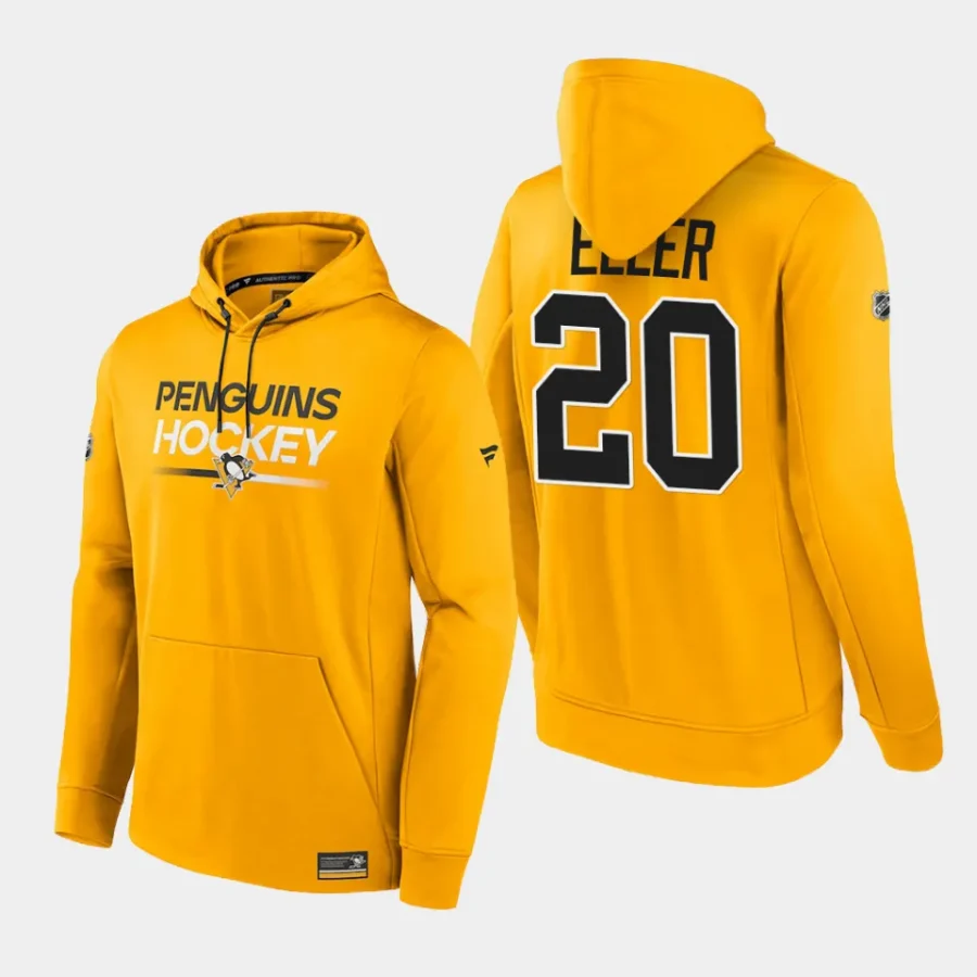 penguins lars eller gold authentic pro pullover hoodie