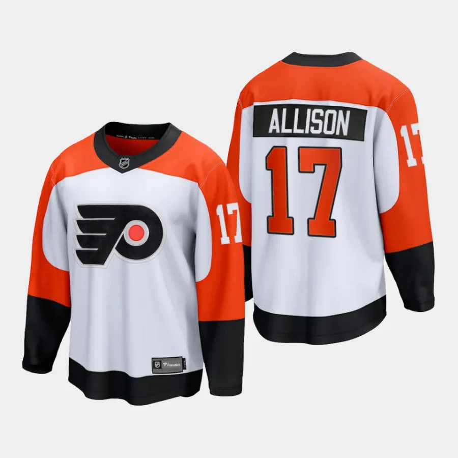 philadelphia flyers wade allison away 2023 24 premier breakaway player jersey white