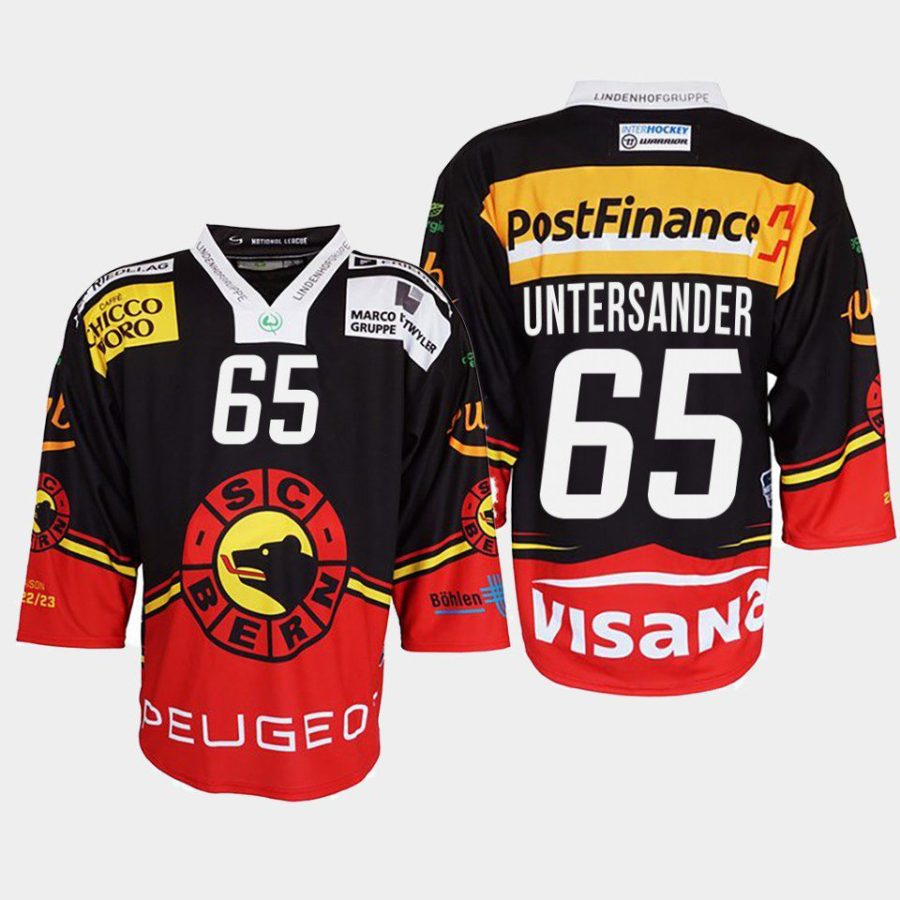 ramon untersander sc bern black 2022ice hockey shirt jersey