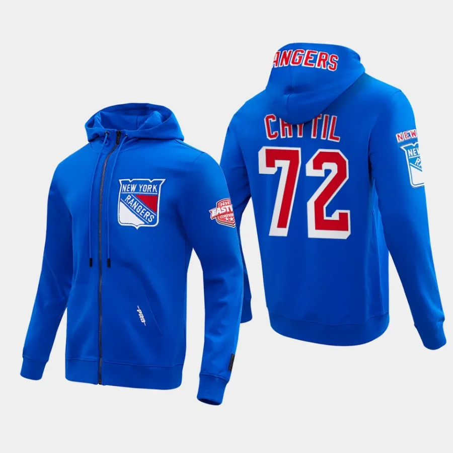 rangers filip chytil blue classic chenille full zip jacket hoodie