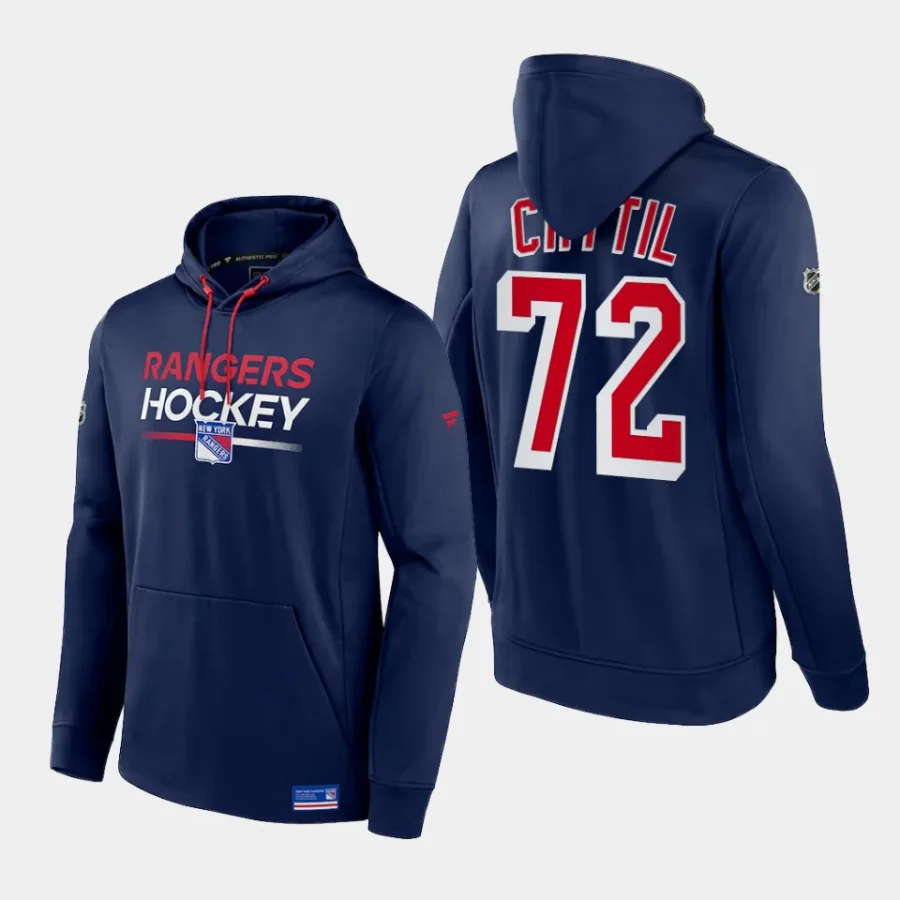 rangers filip chytil navy authentic pro pullover hoodie