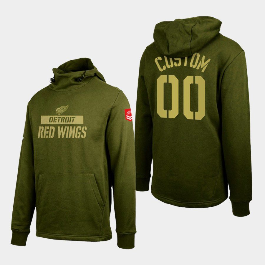 red wings custom olive thrive levelwear pullover hoodie