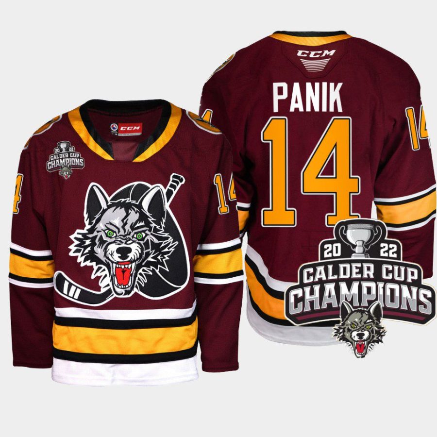 richard panik chicago wolves burgundy 2022 calder cup champs ahl jersey